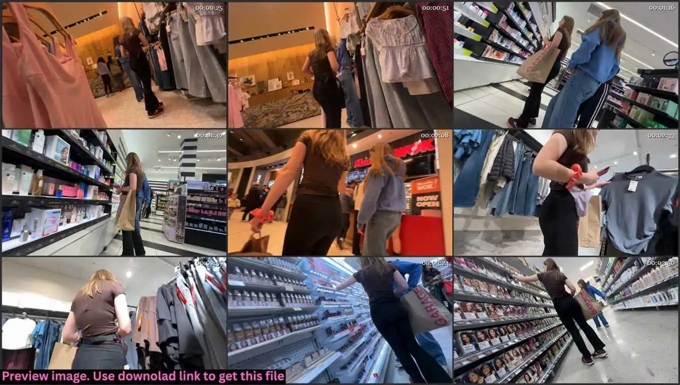 Innocent Teen In Leggings Shopping 4K Thumbnail