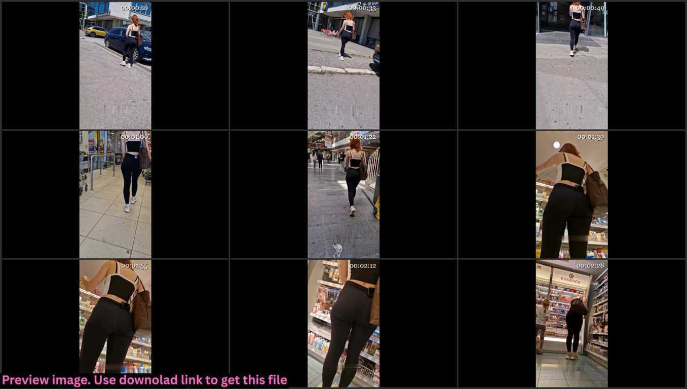 Redhead Teen In Black Leggings Creepshot Thumbnail