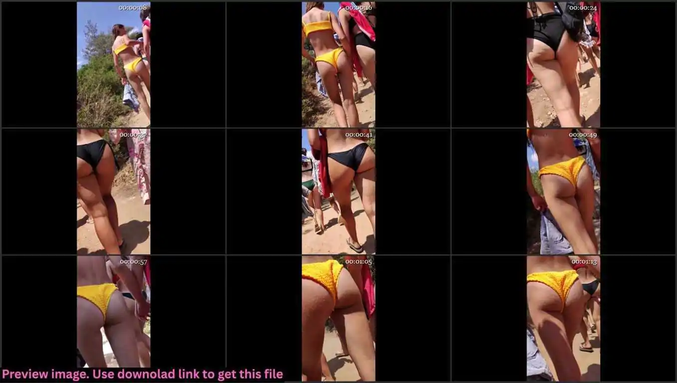Soft Skin Teen Creepshot In Yellow Bikini Thumbnail