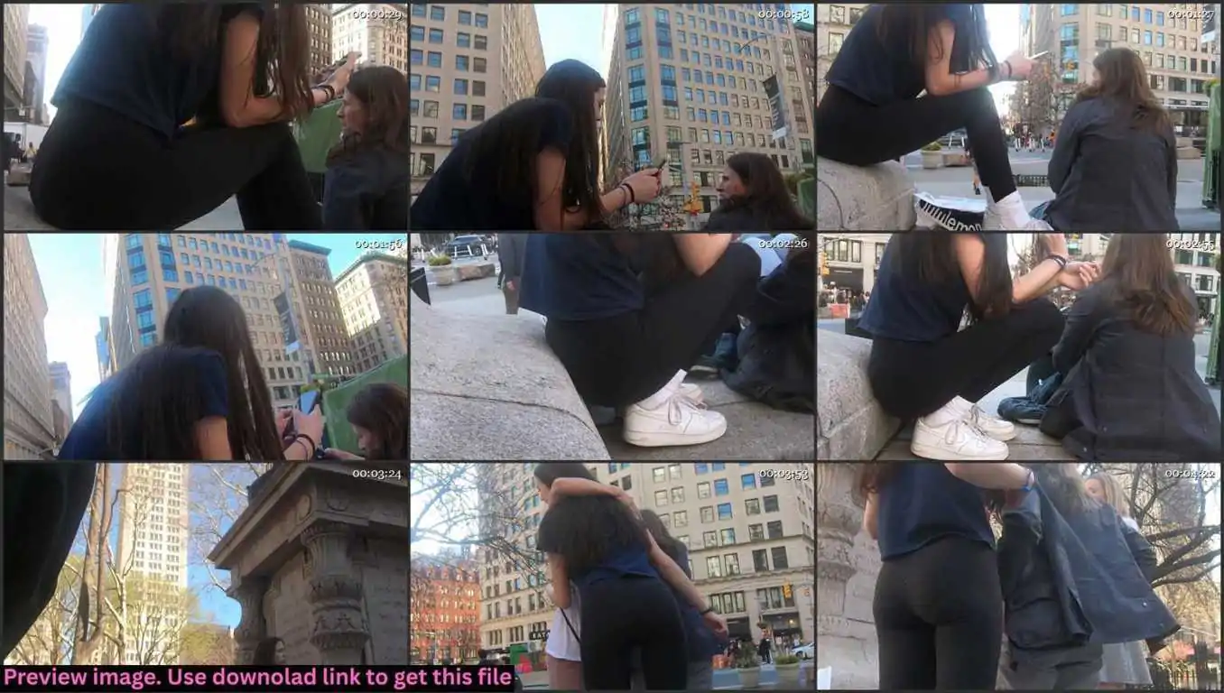 Brunette Teen In Black Leggings Creepshot Thumbnail