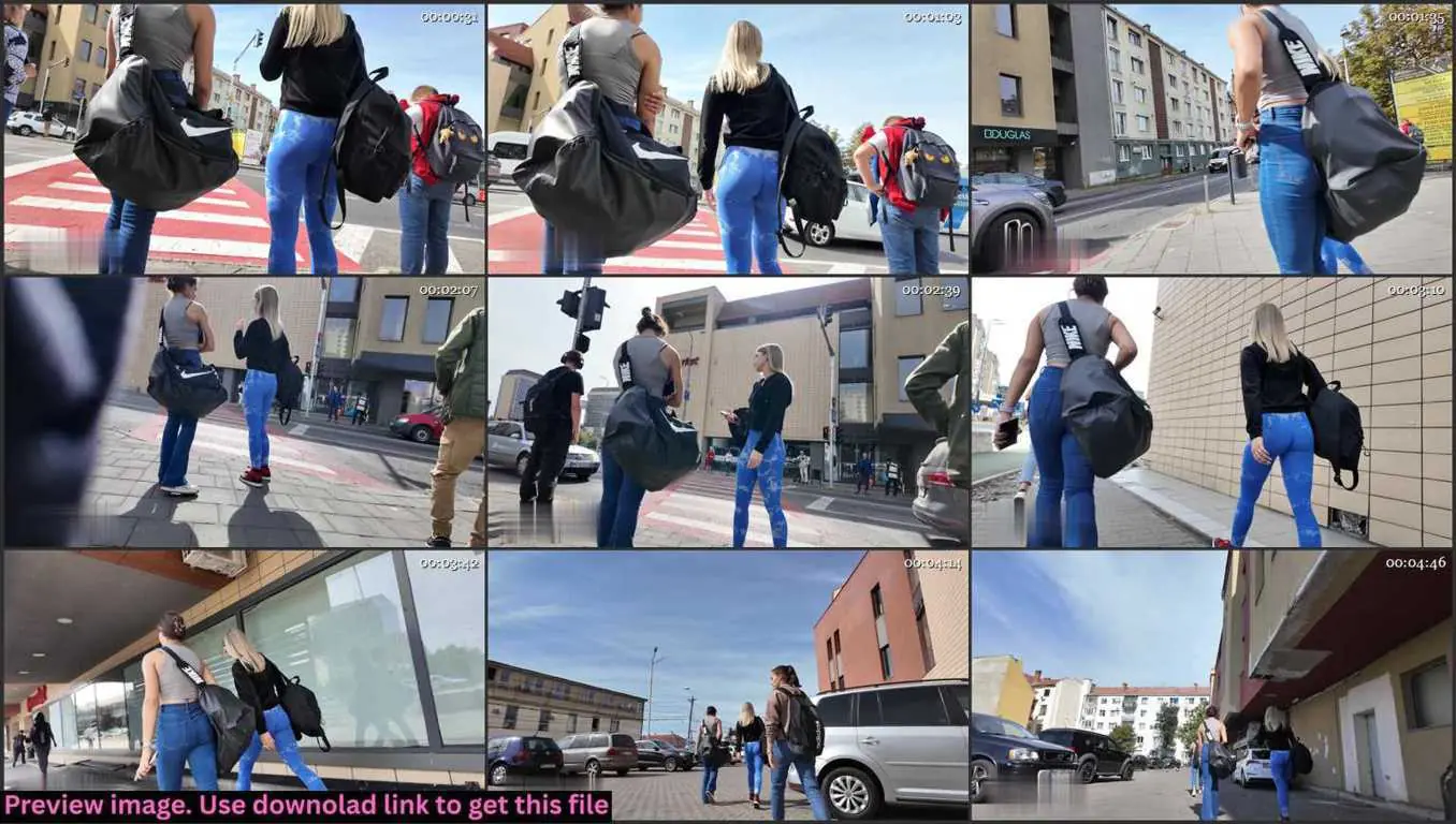 Blue Leggings Blonde Teen Thumbnail
